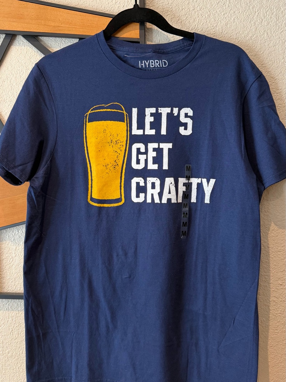 Hybrid & company Navy Tee with Yellow Pint Glass Graphic